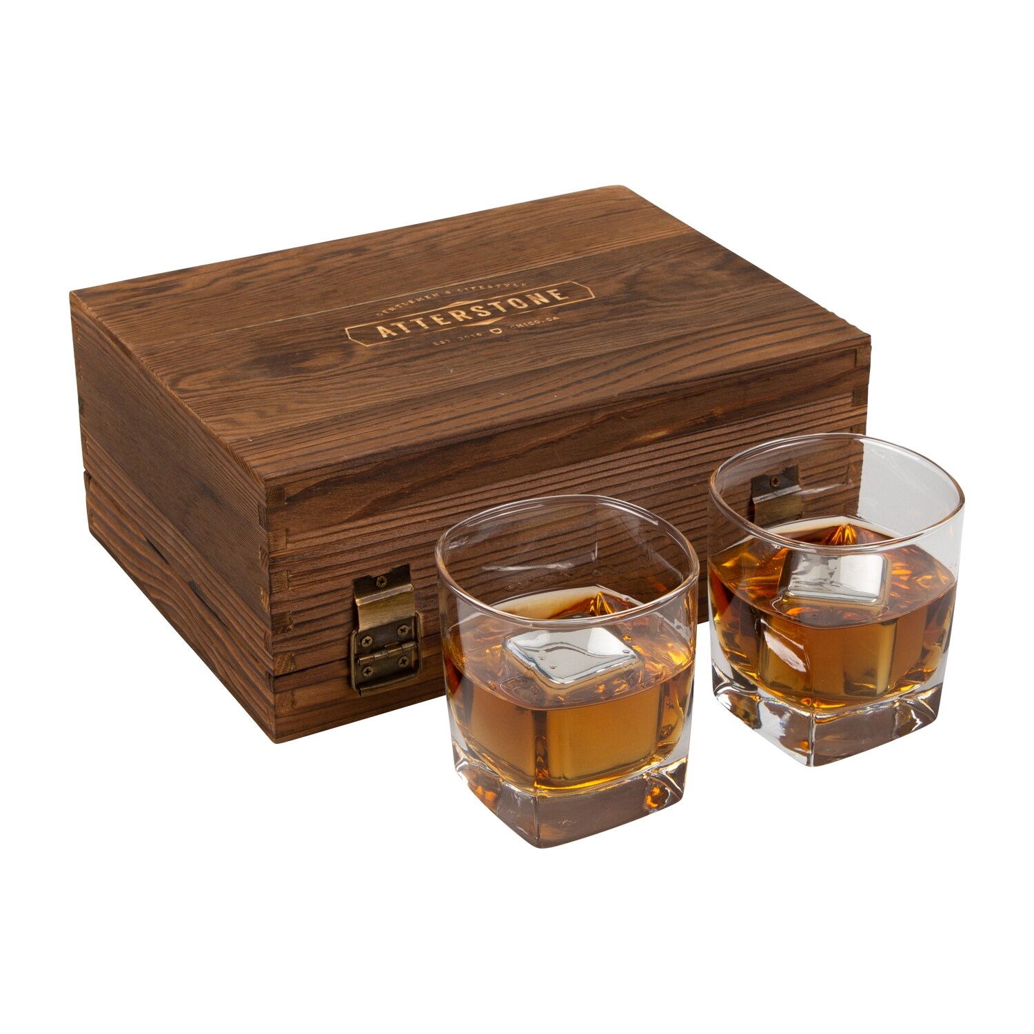 Atterstone 4-Piece Whiskey Box Set with Chilling Stones, Whiskey
